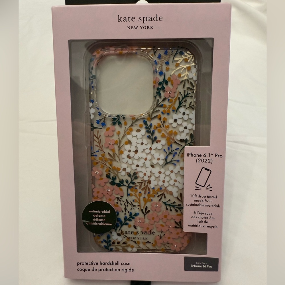 kate spade New York Floral iPhone 14 Pro Case - Pink and Blue